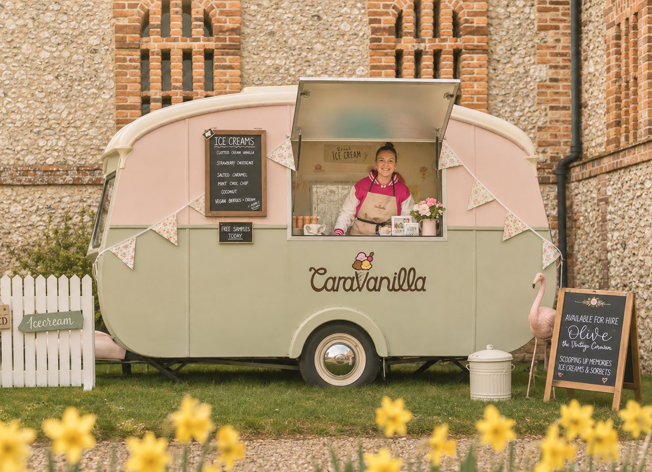 Olive the Caravanilla vintage ice cream caravan